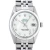 Rolex Mens Stainless Mother Of Pearl Diamond 36MM Datejust Wristwatch
