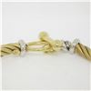 Image 2 : Fancy 14K Yellow & White Gold Twisted Tube Rolo Style Link Chain Toggle Bracelet