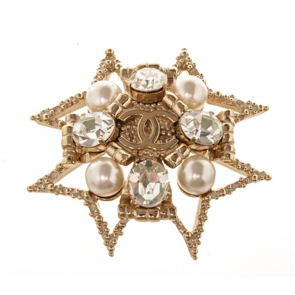 Chanel Multi-Color CC Pearl Brooch