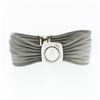 Estate 18k White Gold 6.5" Wide Scrunched Mesh Link Bracelet w/ 10mm Mabe Pearl