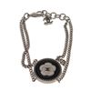 Chanel Black and Silver-tone CC Camelia Flower Bracelet