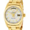 Rolex Mens 18K Yellow Gold Silver Diamond Quickset President Wristwatch