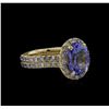 Image 1 : 3.44 ctw Tanzanite and Diamond Ring - 14KT Yellow Gold