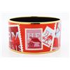 Image 1 : Hermes Red and Gold Paris Stamp Collection Enamel Logo Wide Bangle Bracelet