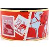 Image 2 : Hermes Red and Gold Paris Stamp Collection Enamel Logo Wide Bangle Bracelet