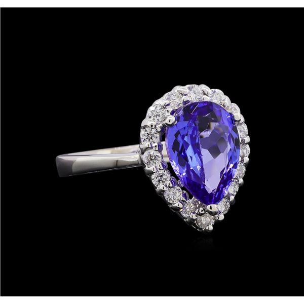 3.02 ctw Tanzanite and Diamond Ring - 14KT White Gold