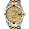 Image 1 : Rolex Mens 2 Tone Champagne Diamond & Ruby 36MM Datejust Wristwatch