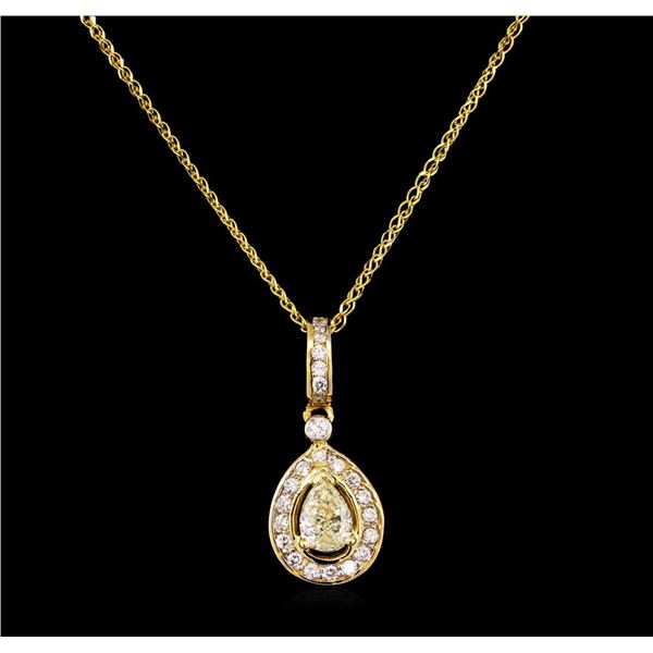 1.37 ctw Diamond Pendant With Chain - 14KT Yellow Gold