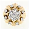 Image 4 : Vintage 14K TT Gold 1.67 ctw Round Brilliant Diamond Cluster Flower Cocktail Rin