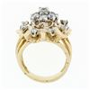 Image 8 : Vintage 14K TT Gold 1.67 ctw Round Brilliant Diamond Cluster Flower Cocktail Rin