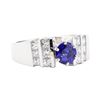1.12 ctw Sapphire And Diamond Ring - 14KT White Gold