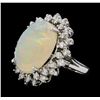 12.57 ctw Opal and Diamond Ring - 14KT White Gold