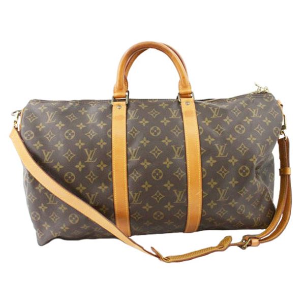 Louis Vuitton Brown Monogram Canvas Leather KeepallBandouliere Duffle Bag