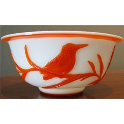 Chinese Peking Glass Bowl with bird image