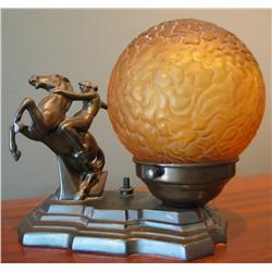 Figural Art Deco Lamp - Woman on Horseback