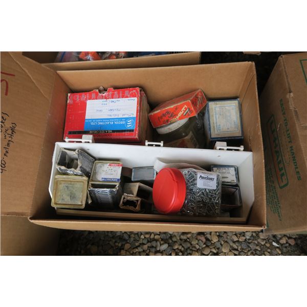 Assorted Wood Screws, Machine Screws, and 400 Nailing Staples