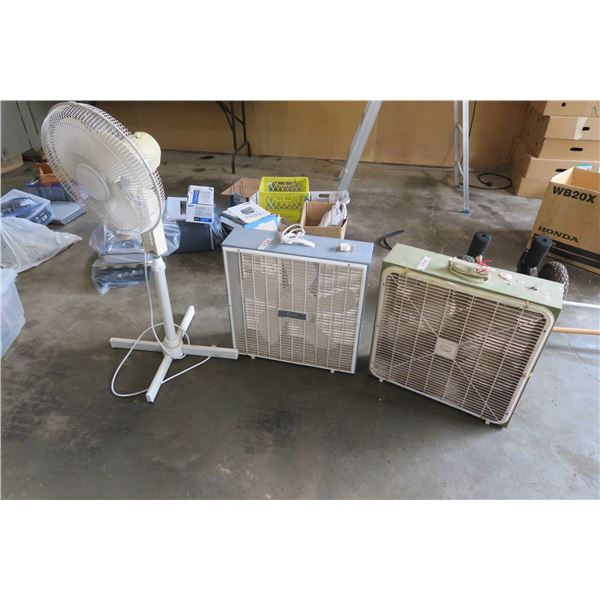 (3) Fans. (1) Standing up, (2) Floor