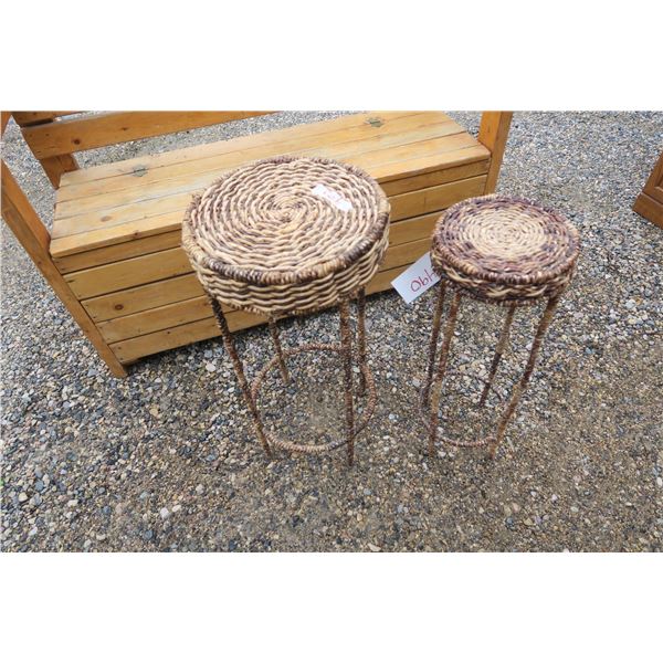 (2) Wicker Plant Shelves 29x27" Tall