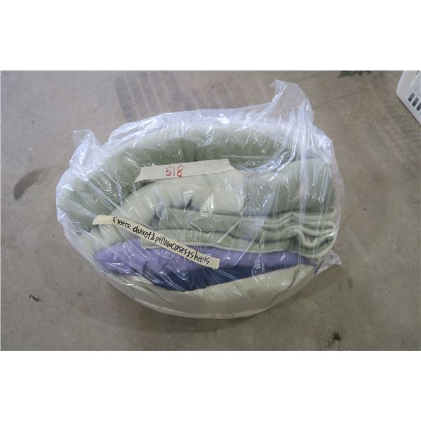 Lot of Fleece Duvet, Sheets, And Pillowcases