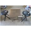 Image 1 : Fold out Patio Table + (2) Fold out Stools 18"High