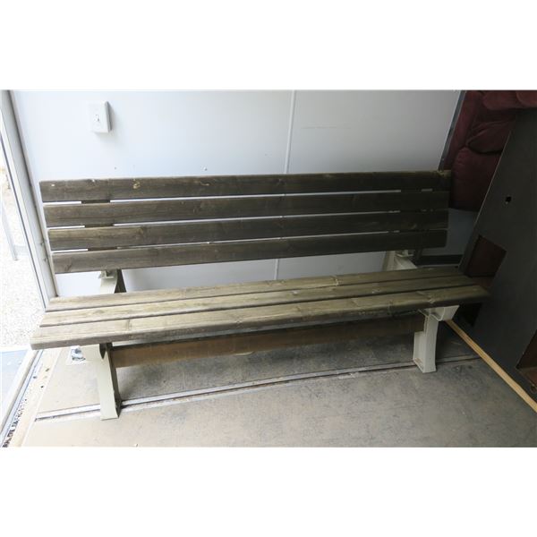 Park/ Garden Bench (Plastic) W/ Wood Seat & Back 26x36x72"