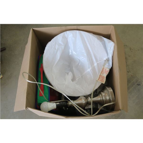 Lot of Retro Cell Phones, Lamp, Lamp Shades, Etc.