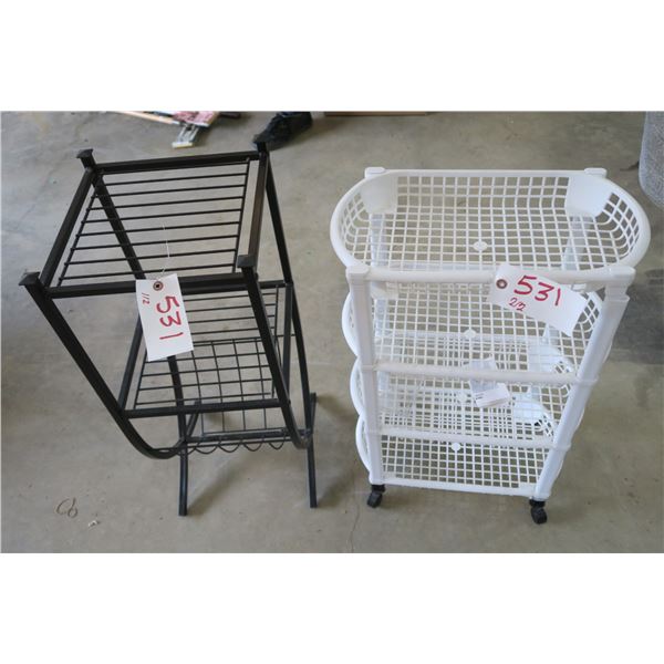 Plastic Storage Stand Metal Wire Shelf 13x13x31"