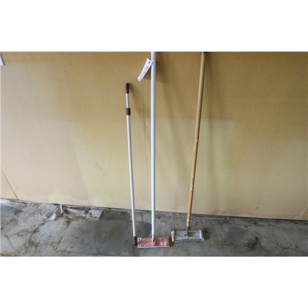 3 Piece - Brooms, Broom Handle and (2) Sanding Tools
