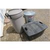 Image 2 : (2) Garbage Bins + Plastic Tote