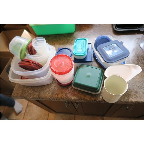 Lot of Plastic Containers, Rubbermaid, + Misc.