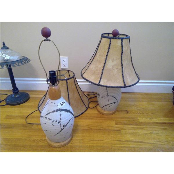 2 Pottery Lamps w/ Shades