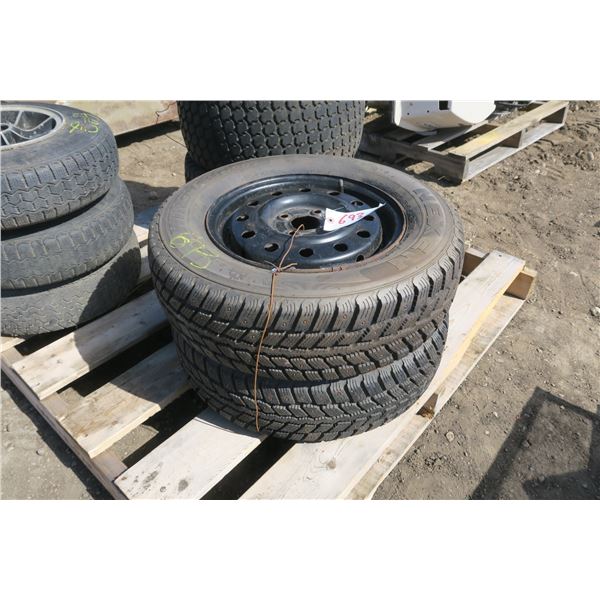 2 Winter Tires on Steel Rims - 4 Bolt, 195/70R14