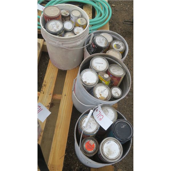 4X Bucket Full of Partial Full Paint/Paint Thinner