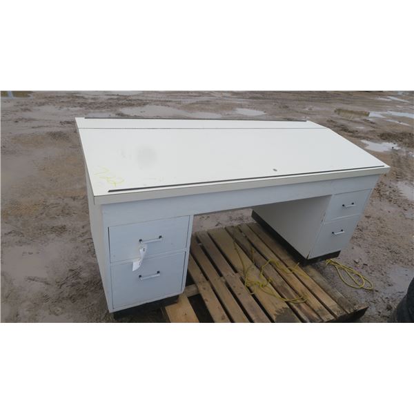 Drafting Desk With Lifting Top & Double Pedestal