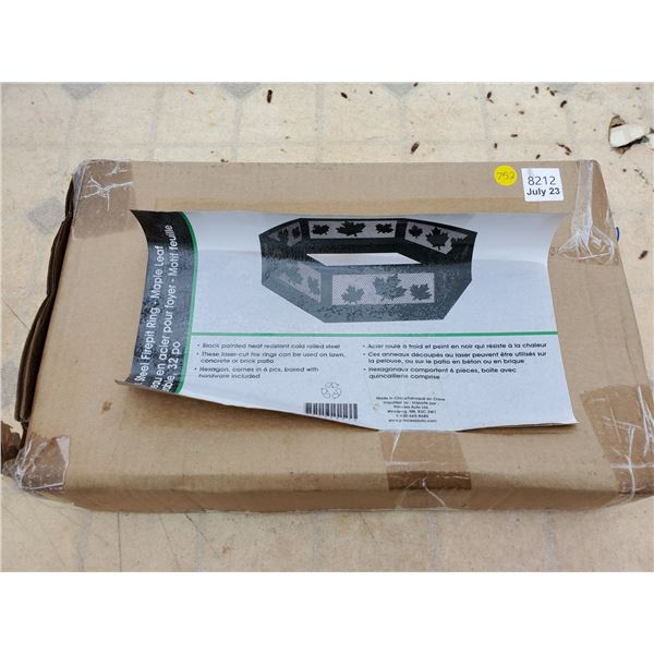 32" Firepit Steel Ring (Maple Leaf Design, Still in Package)