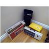 Image 1 : Lot of Misc. Household Items - Superior Compact Heater, Stepping Stool, and Garbage Cans
