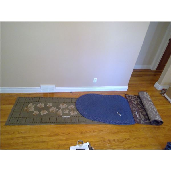 3 Rugs - Blue, Brown, Leaves