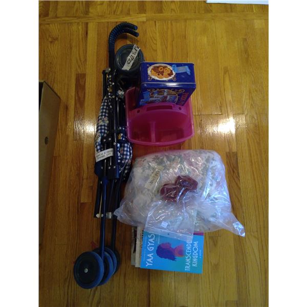 Lot of Misc. Items - Stroller, Books, Floral Sheets, etc.