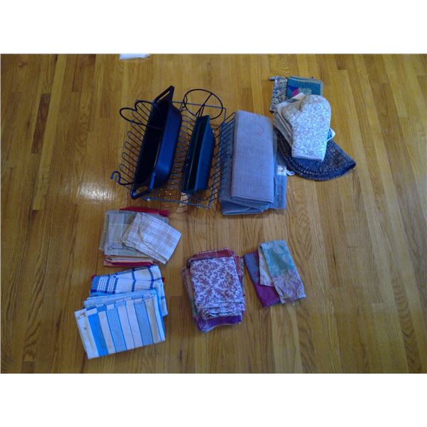 Lot of Misc. - Tea Towels, Dish Racks, and Place Mats