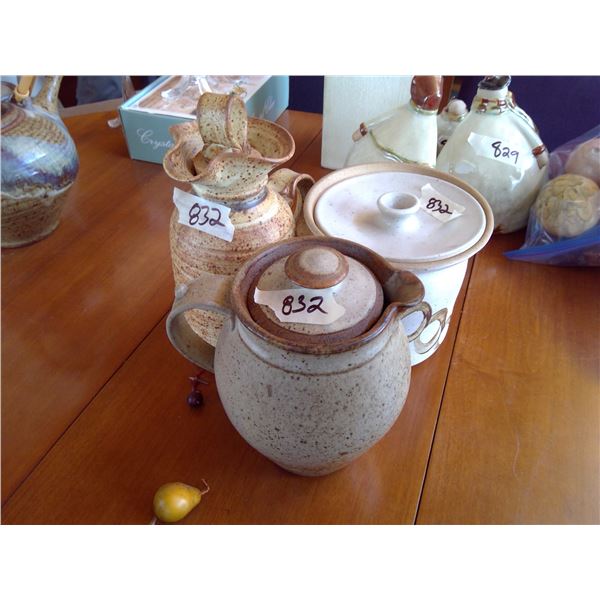 2 Pottery Pitchers and 1 Cookie Jar