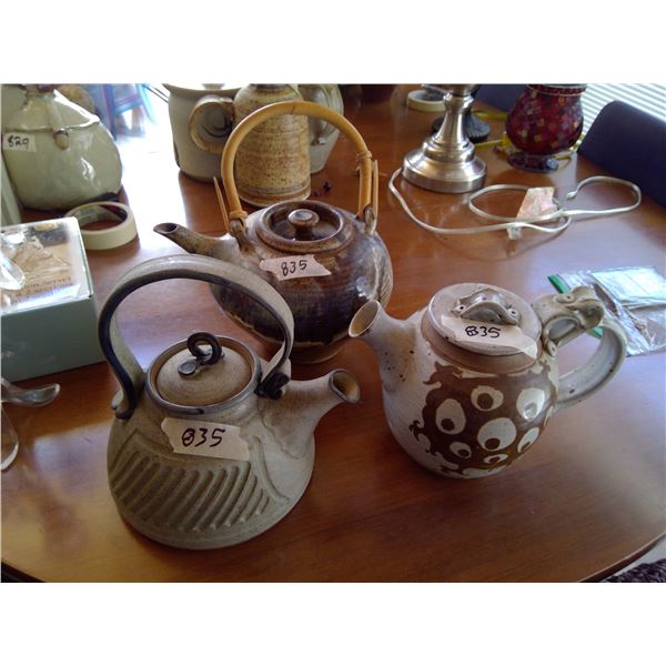 3 Pottery Tea Pots