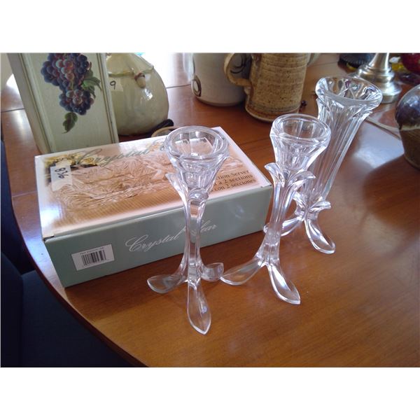 Lot of Glassware - Candle Stands and 2-Section Server