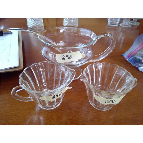 Punch Bowl, Creamer, and Sugar