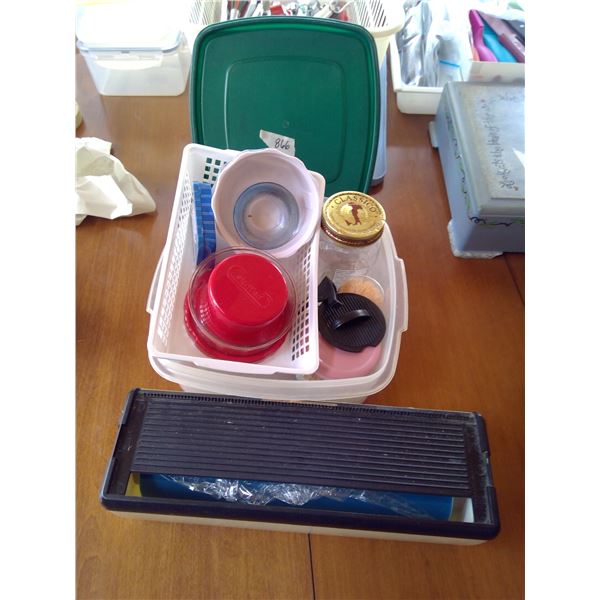 Lot of Misc. Kitchen Items - Saran Wrapper, Toothpicks, Baskets