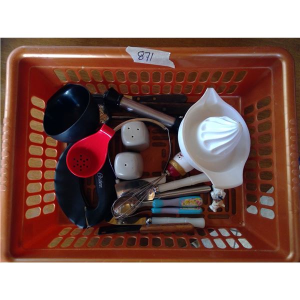 Lot of Misc. Kitchen Items - Salt and Pepper Shakers, Spoons, Juicer, etc.