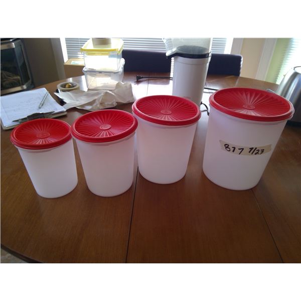 Red and White Tupperware Set