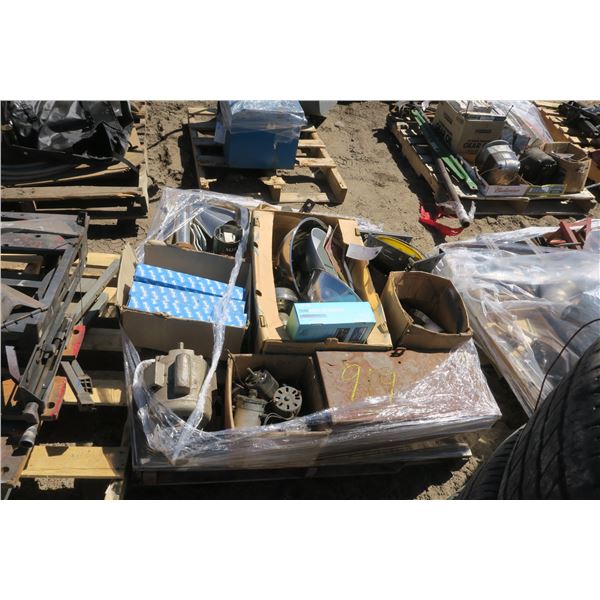 Pallet of Misc. - Motors, Lamp Shades, etc.