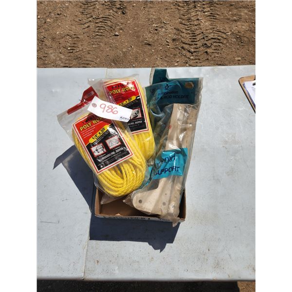 (2) Shelf & Rode Holders 12",  (2) Braided Synthetic Rope 10mm x 5m