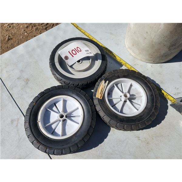 Bucket of Assorted Wheels + (3) Bigger Wheels 8" x 1.75"