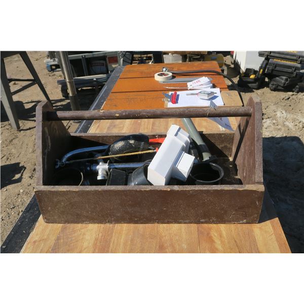 Wood Tool Tray w/ Plumbing Contents - 13x24x12H"